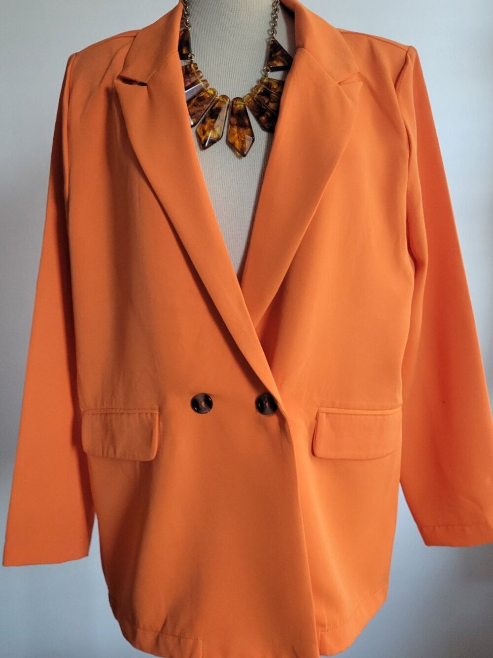 NWT Like an Angel Bright Orange Blazer | Women's Medium | Lightweight Corporate